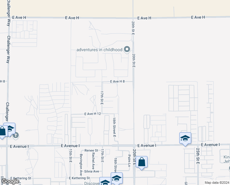 map of restaurants, bars, coffee shops, grocery stores, and more near West Avenue H in Lancaster