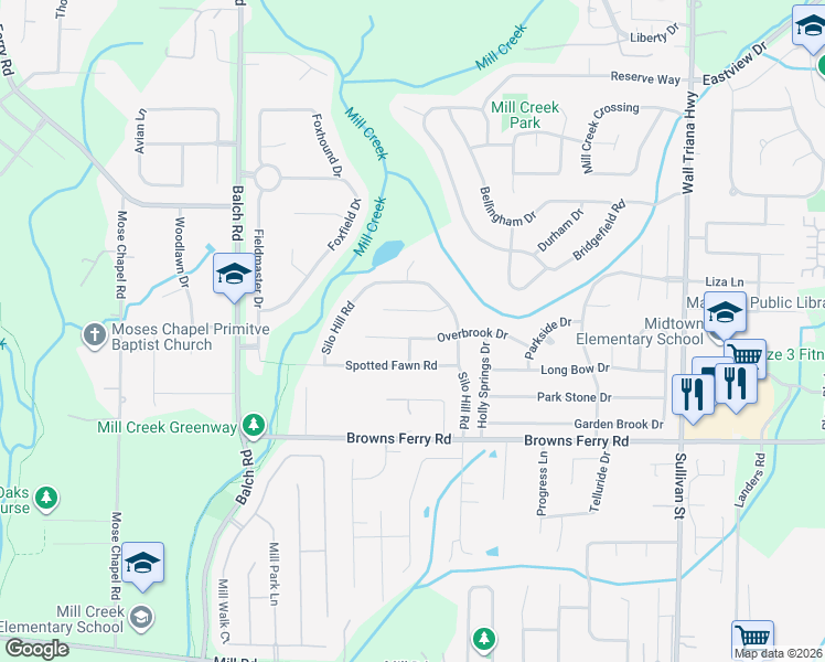 map of restaurants, bars, coffee shops, grocery stores, and more near 102 Kayo Road in Madison