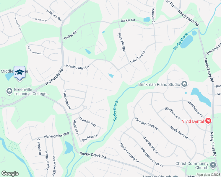 map of restaurants, bars, coffee shops, grocery stores, and more near 129 Landau Place in Simpsonville