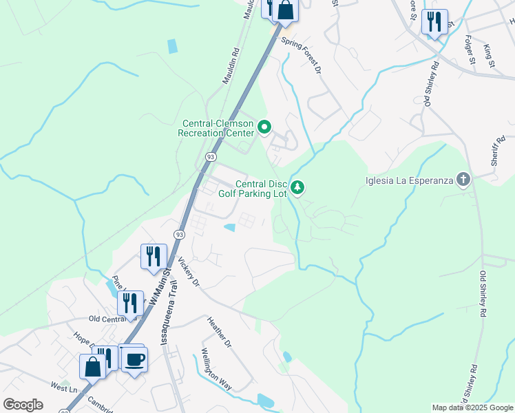 map of restaurants, bars, coffee shops, grocery stores, and more near 148 University Village Drive in Central