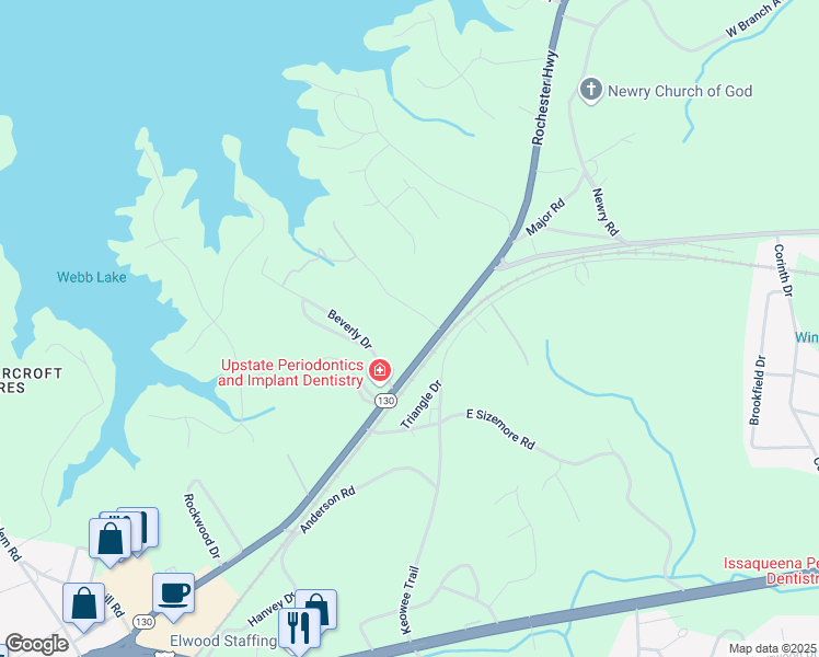 map of restaurants, bars, coffee shops, grocery stores, and more near 337-411 Rochester Highway in Seneca