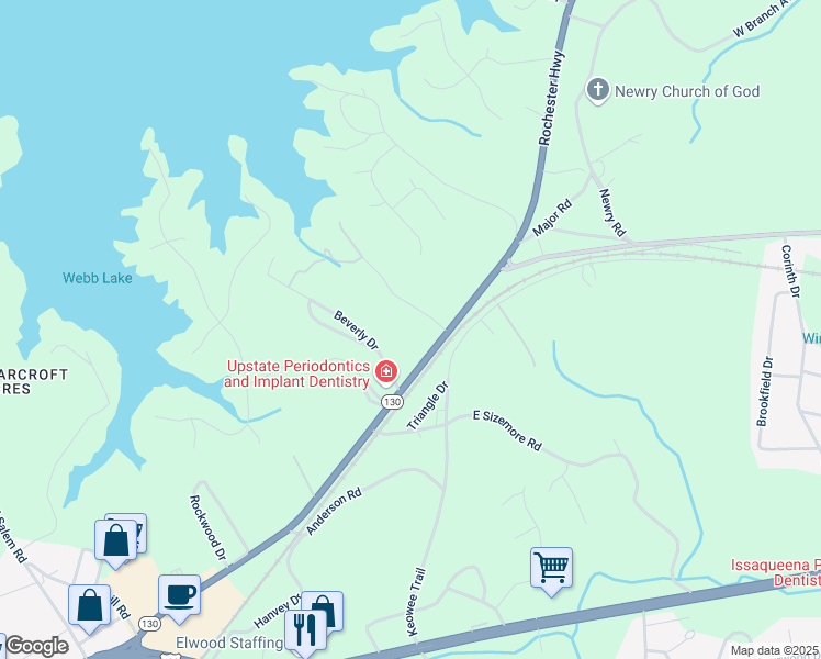 map of restaurants, bars, coffee shops, grocery stores, and more near 337-411 Rochester Highway in Seneca