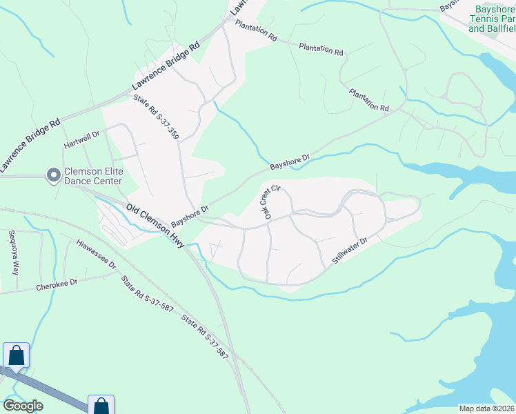 map of restaurants, bars, coffee shops, grocery stores, and more near 101 Oak Crest Circle in Seneca