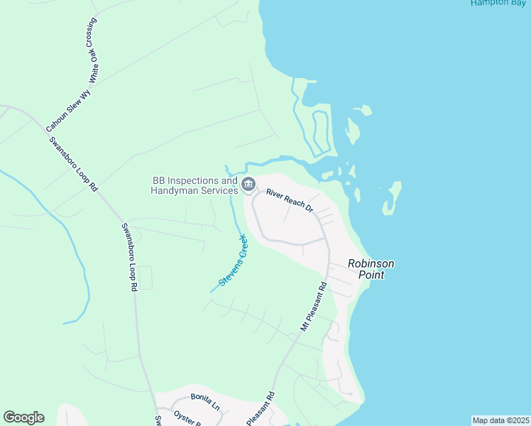 map of restaurants, bars, coffee shops, grocery stores, and more near 235 River Reach Drive in Swansboro