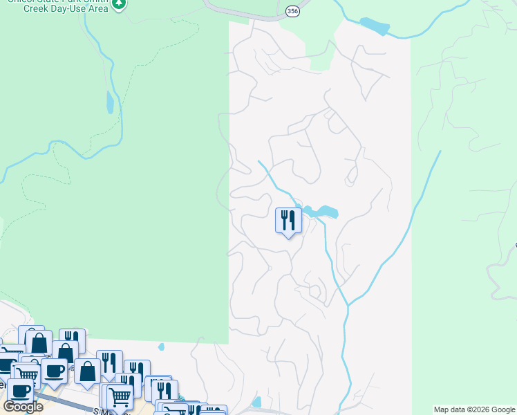 map of restaurants, bars, coffee shops, grocery stores, and more near 184-198 Zeppelin Strasse in Helen