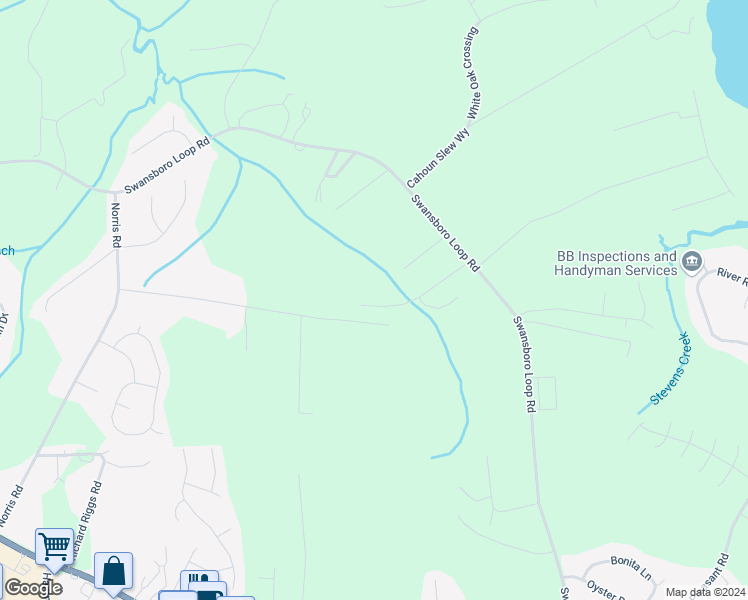 map of restaurants, bars, coffee shops, grocery stores, and more near 290 Golden Leaf Road in Swansboro