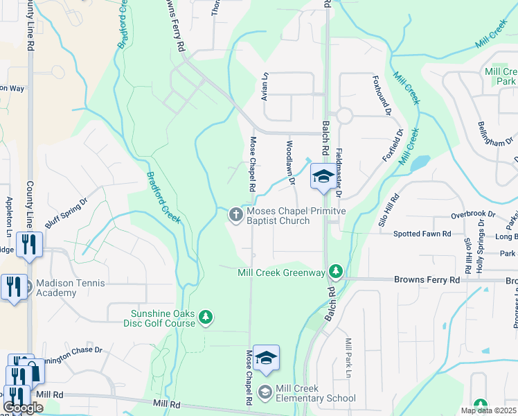 map of restaurants, bars, coffee shops, grocery stores, and more near 117 Gracie Lane in Madison