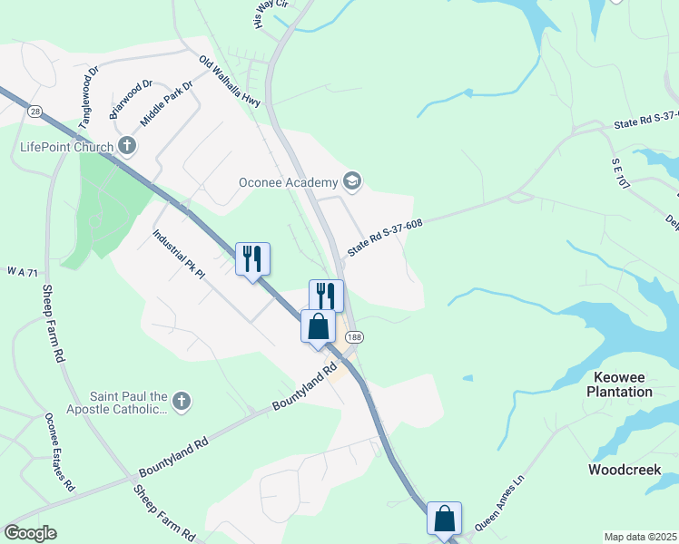 map of restaurants, bars, coffee shops, grocery stores, and more near 100 Gail Ct in Seneca