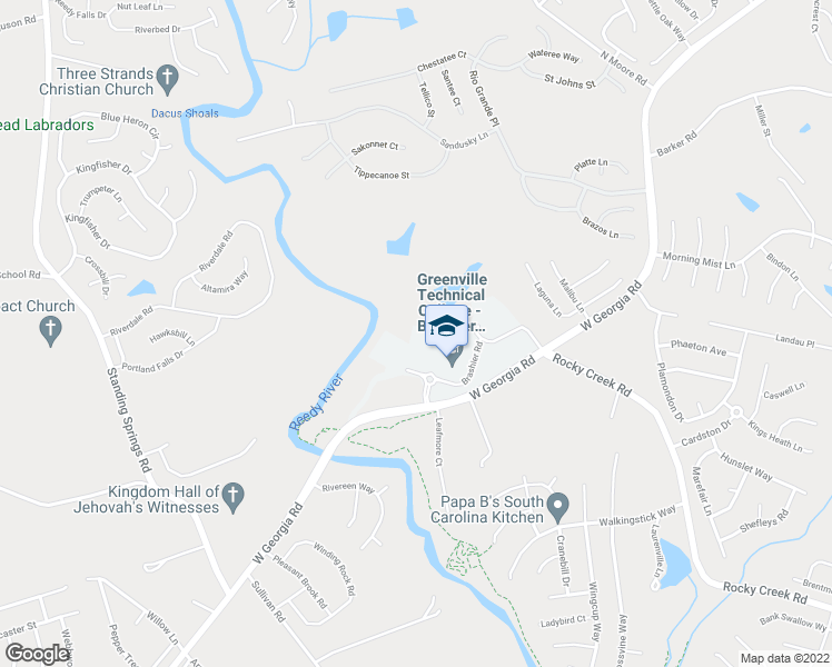 map of restaurants, bars, coffee shops, grocery stores, and more near 1836 West Georgia Road in Simpsonville