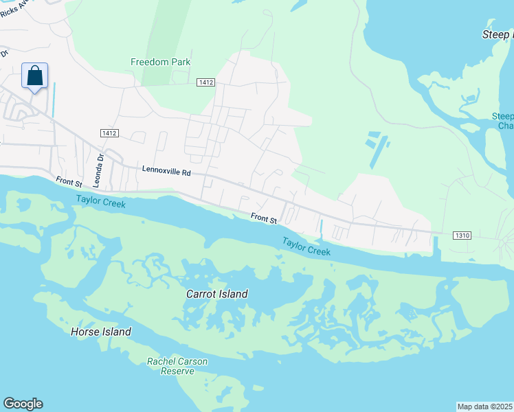 map of restaurants, bars, coffee shops, grocery stores, and more near 2327 Lennoxville Road in Beaufort