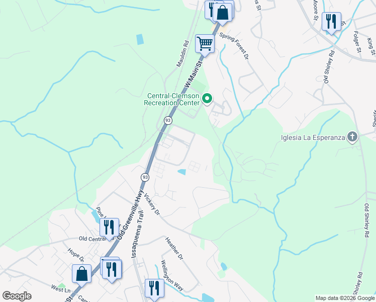 map of restaurants, bars, coffee shops, grocery stores, and more near 186 University Village Drive in Central