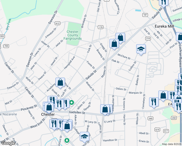 map of restaurants, bars, coffee shops, grocery stores, and more near 102 Foote Street in Chester
