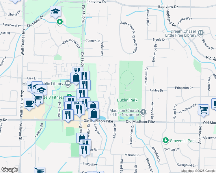 map of restaurants, bars, coffee shops, grocery stores, and more near 100 Sunset Circle in Madison