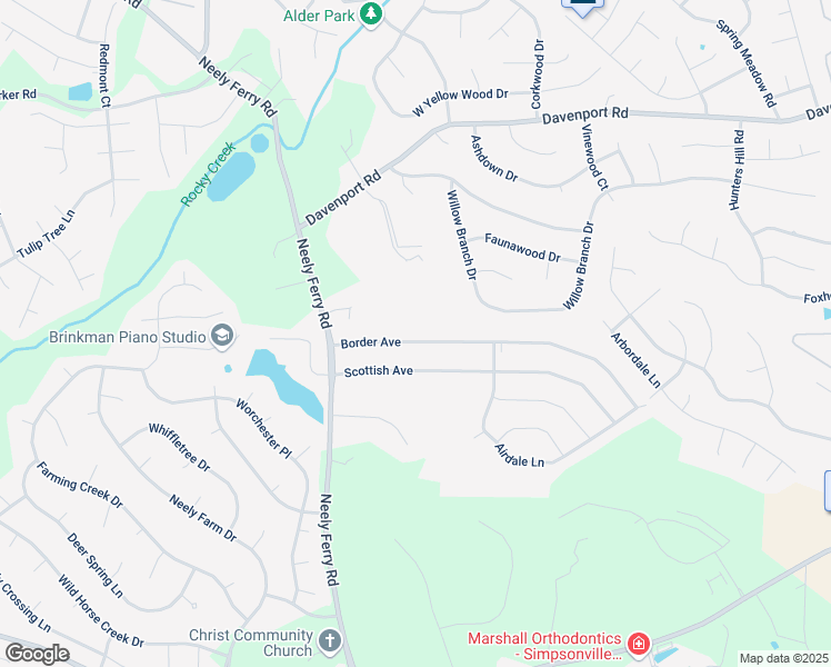 map of restaurants, bars, coffee shops, grocery stores, and more near 27 Border Avenue in Simpsonville
