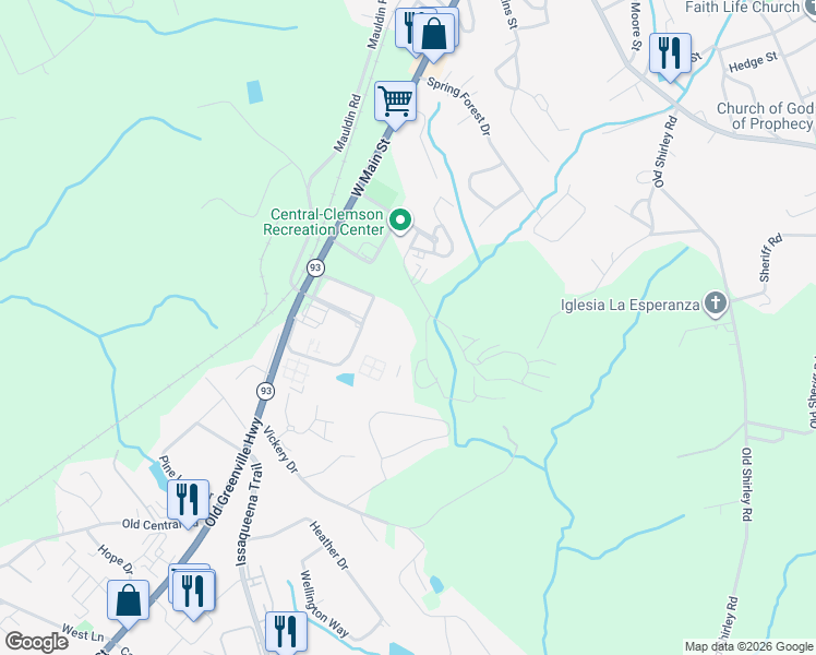 map of restaurants, bars, coffee shops, grocery stores, and more near 226 Campus Drive in Central