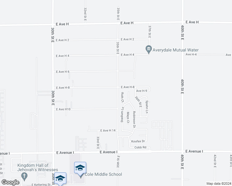 map of restaurants, bars, coffee shops, grocery stores, and more near 45580 35th Street East in Lancaster