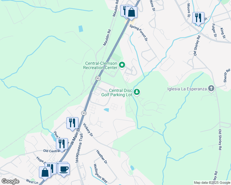 map of restaurants, bars, coffee shops, grocery stores, and more near 245 Campus Drive in Central