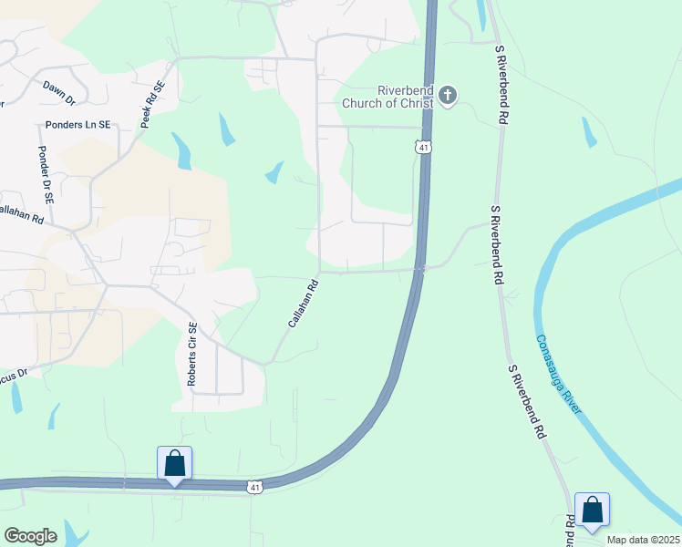map of restaurants, bars, coffee shops, grocery stores, and more near 195 Callahan Cavender Road Southeast in Dalton