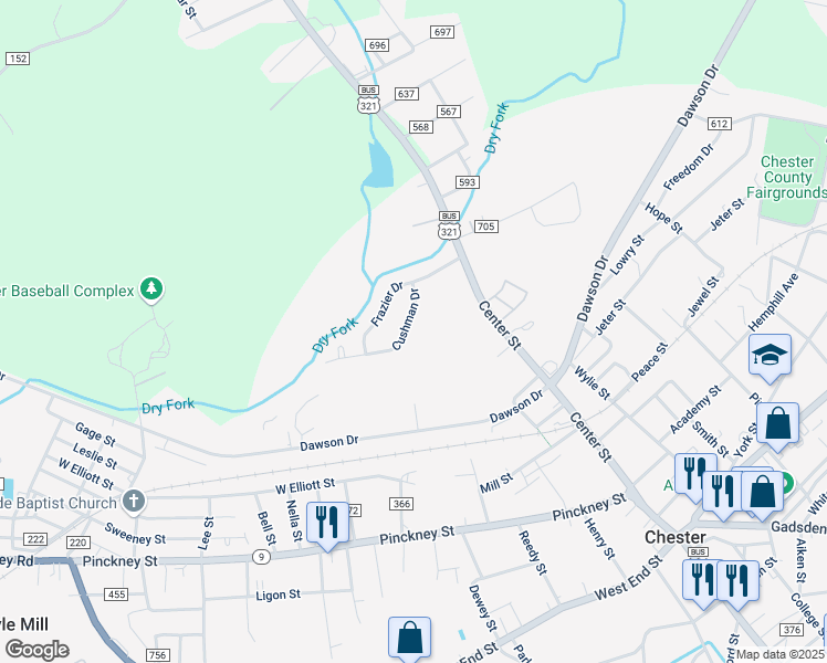 map of restaurants, bars, coffee shops, grocery stores, and more near 109 Cushman Drive in Chester