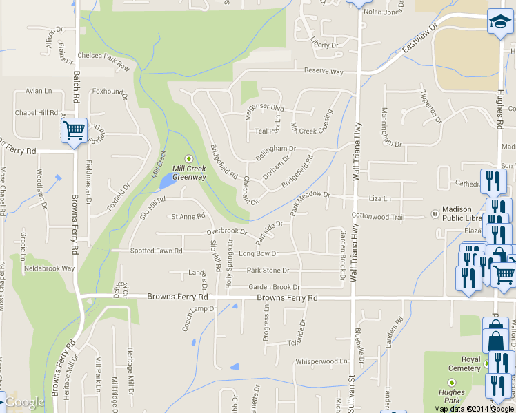 map of restaurants, bars, coffee shops, grocery stores, and more near 116 Chatham Circle in Madison