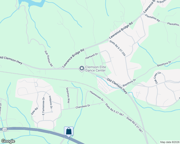 map of restaurants, bars, coffee shops, grocery stores, and more near 723 Old Clemson Highway in Seneca