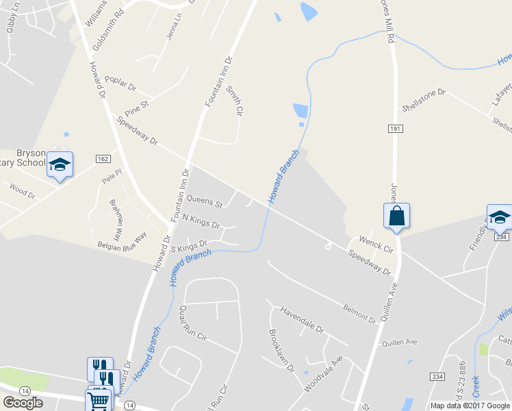 map of restaurants, bars, coffee shops, grocery stores, and more near 215 Speedway Drive in Fountain Inn