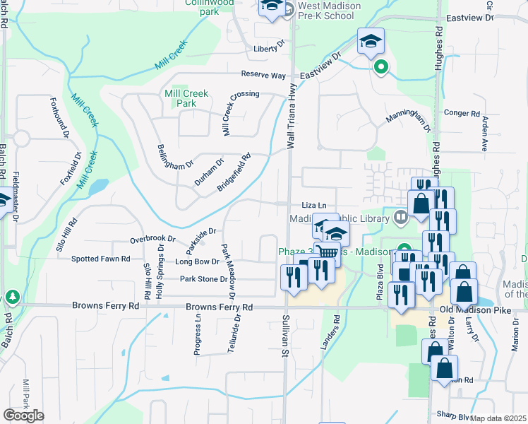 map of restaurants, bars, coffee shops, grocery stores, and more near 96 South Interlaken Drive in Madison