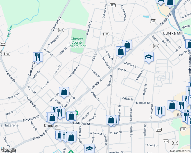 map of restaurants, bars, coffee shops, grocery stores, and more near 102 Foote St in Chester
