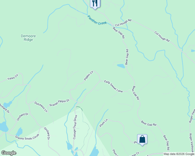 map of restaurants, bars, coffee shops, grocery stores, and more near 253 Pippin Circle in Clarkesville