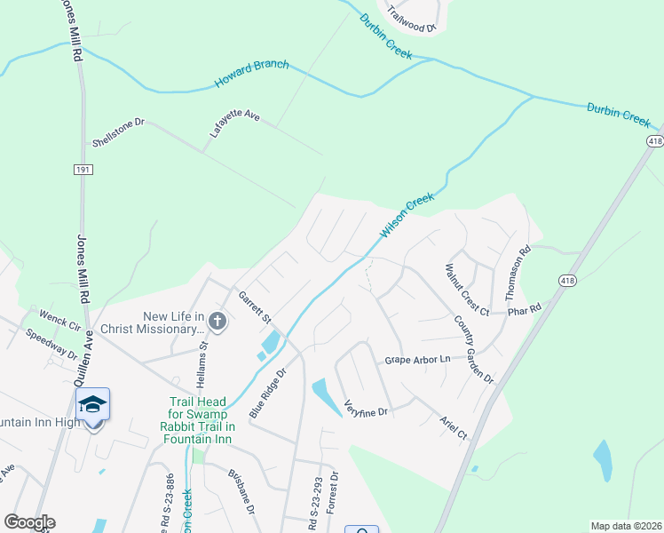 map of restaurants, bars, coffee shops, grocery stores, and more near 1807 Country Apple Court in Fountain Inn