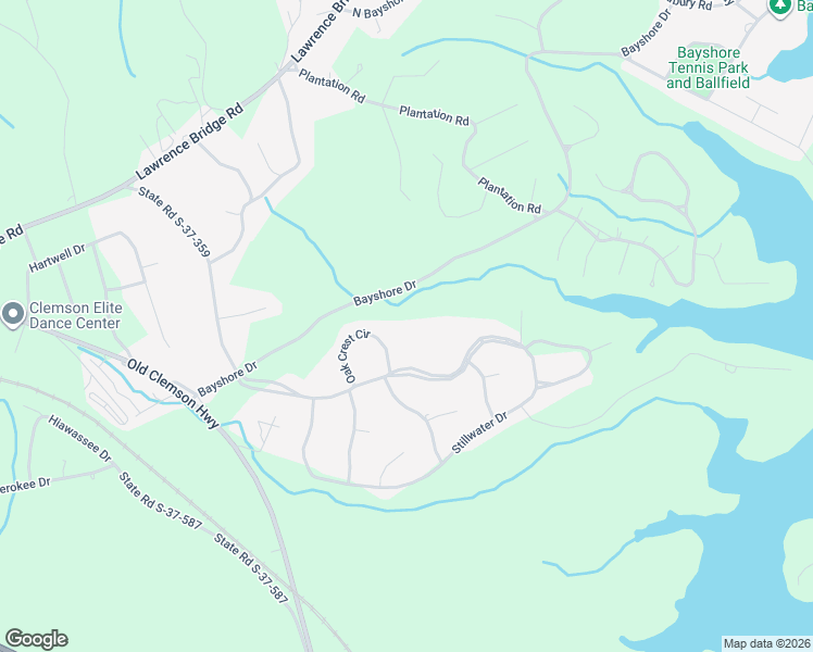 map of restaurants, bars, coffee shops, grocery stores, and more near 119 Oak Crest Circle in Seneca