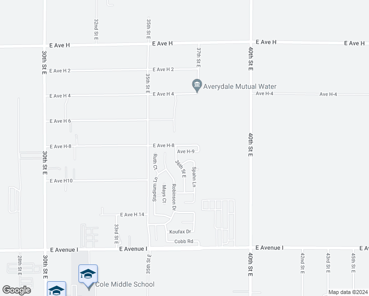 map of restaurants, bars, coffee shops, grocery stores, and more near 3627 Avenue H-9 in Lancaster
