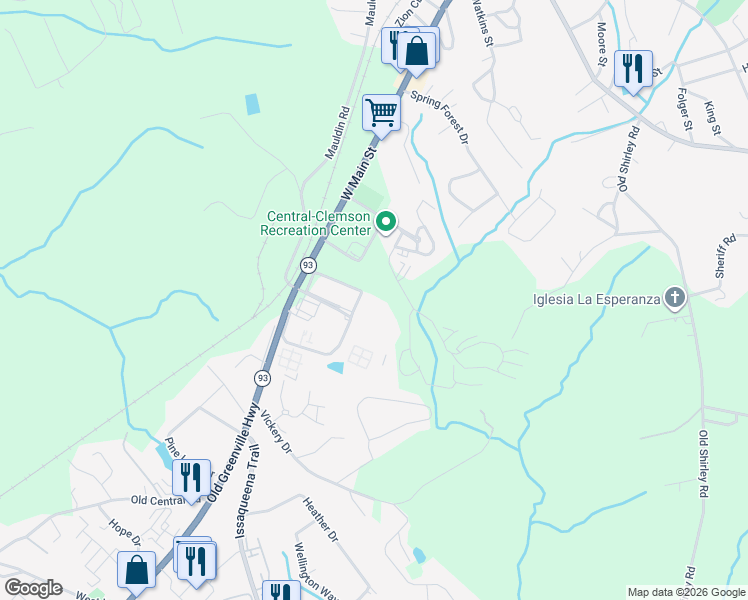 map of restaurants, bars, coffee shops, grocery stores, and more near 245 Campus Drive in Central