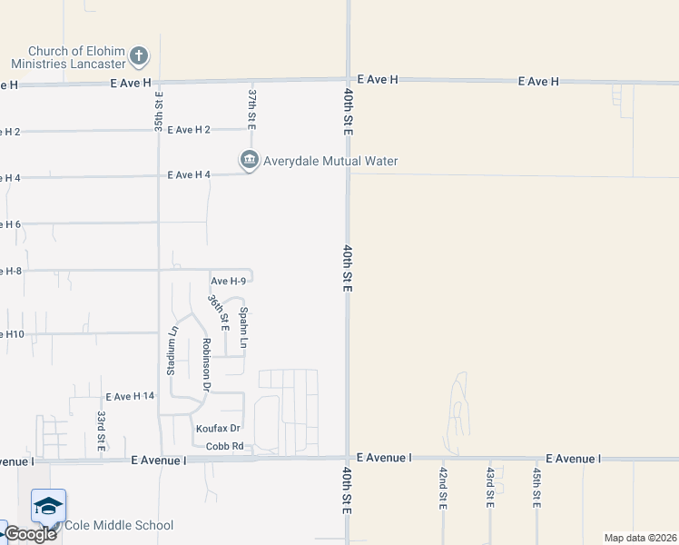 map of restaurants, bars, coffee shops, grocery stores, and more near 40th Street East in Lancaster