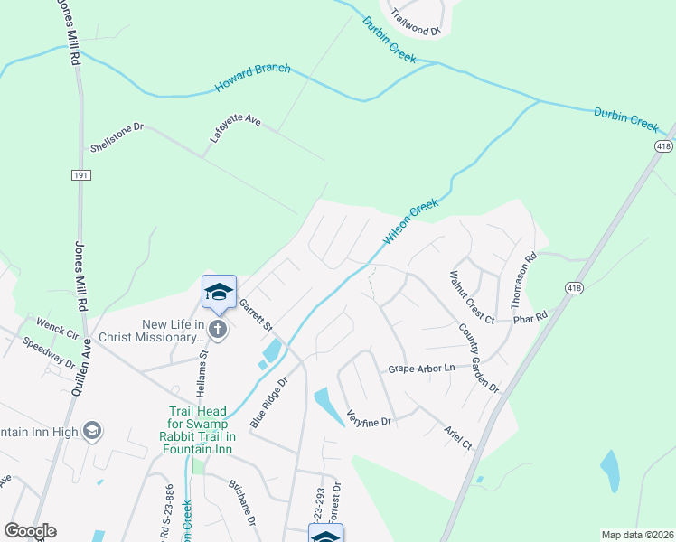 map of restaurants, bars, coffee shops, grocery stores, and more near 1807 Country Apple Court in Fountain Inn