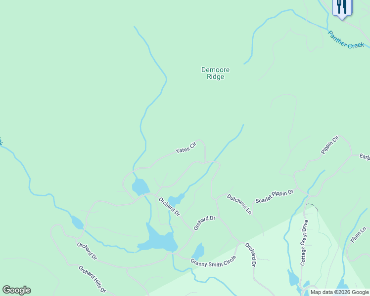 map of restaurants, bars, coffee shops, grocery stores, and more near 533 Yates Circle in Clarkesville
