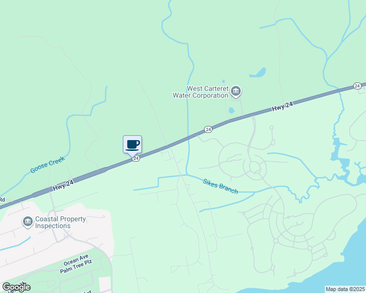 map of restaurants, bars, coffee shops, grocery stores, and more near 4242 North Carolina 24 in Newport