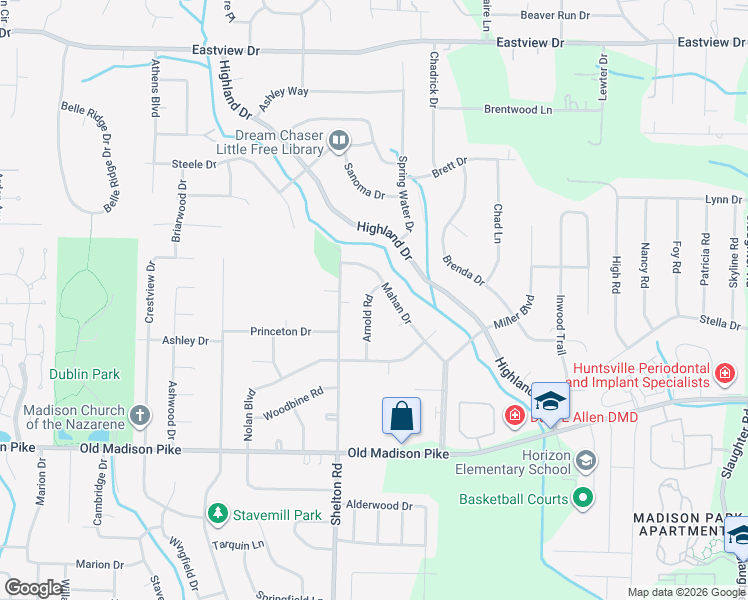 map of restaurants, bars, coffee shops, grocery stores, and more near 1014 Arnold Road in Madison