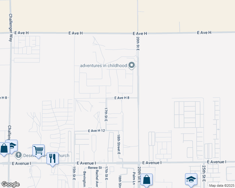 map of restaurants, bars, coffee shops, grocery stores, and more near 1748 East Holguin Street in Lancaster
