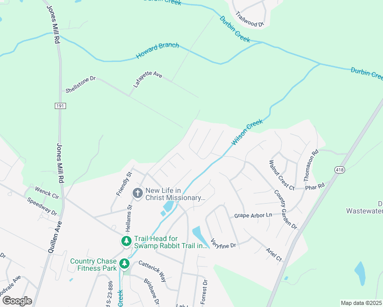 map of restaurants, bars, coffee shops, grocery stores, and more near 110 Heber Trail in Fountain Inn