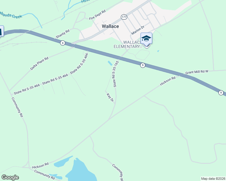 map of restaurants, bars, coffee shops, grocery stores, and more near 4040 State Road S-35-165 in Wallace