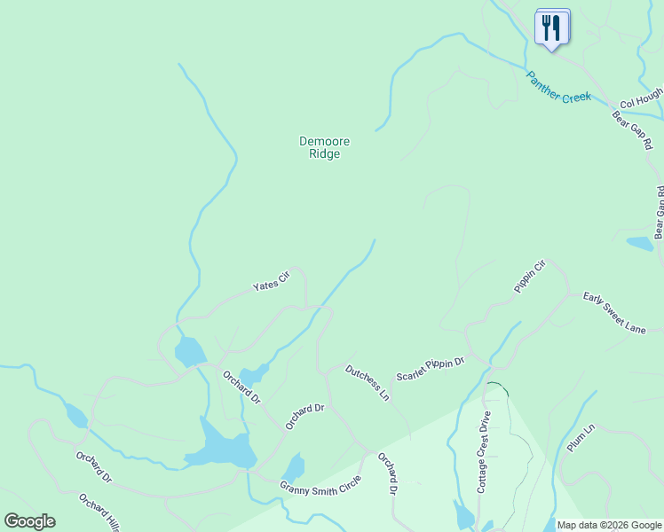 map of restaurants, bars, coffee shops, grocery stores, and more near 801 Orchard Drive in Clarkesville
