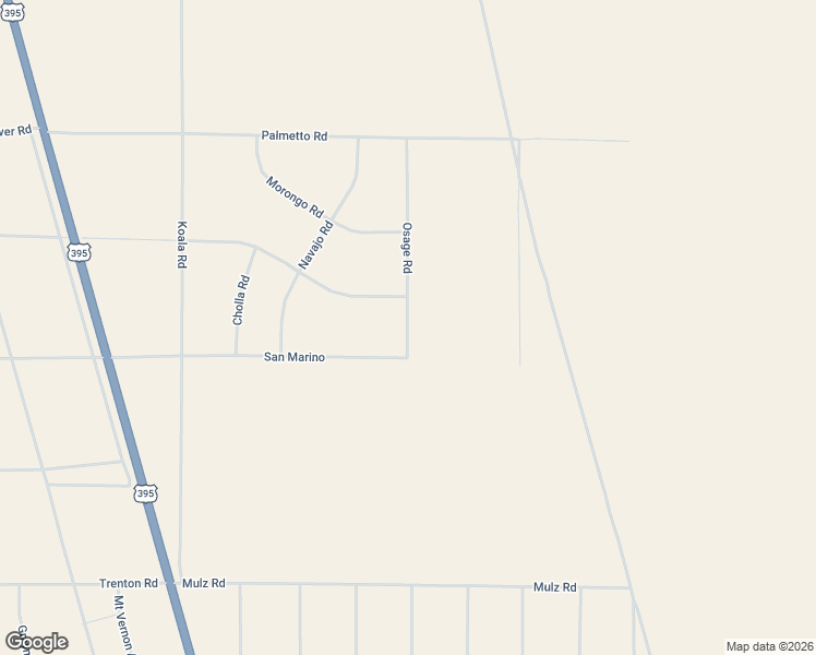 map of restaurants, bars, coffee shops, grocery stores, and more near Osage Rd in Adelanto