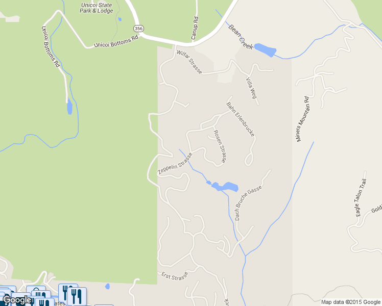 map of restaurants, bars, coffee shops, grocery stores, and more near 87 Zeppelin Strasse in Helen