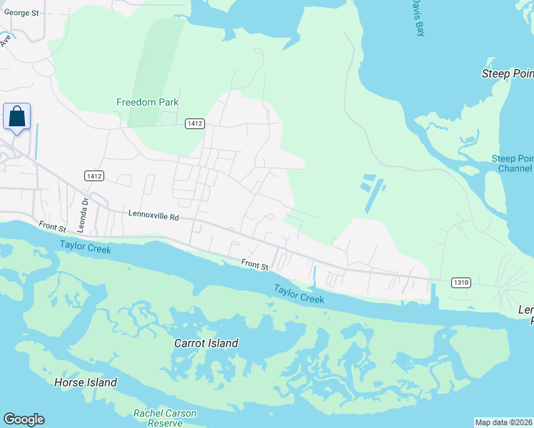 map of restaurants, bars, coffee shops, grocery stores, and more near 133 Helen Road in Beaufort