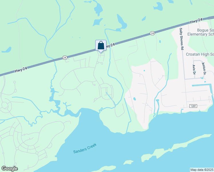 map of restaurants, bars, coffee shops, grocery stores, and more near 108 Bogue Harbor Court in Newport
