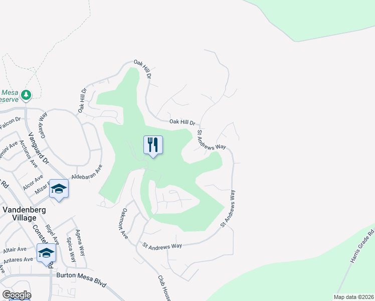 map of restaurants, bars, coffee shops, grocery stores, and more near 669 Burning Tree Way in Lompoc