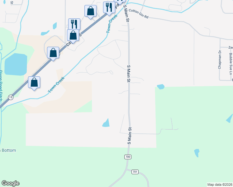 map of restaurants, bars, coffee shops, grocery stores, and more near 874 South Main Street in Ripley