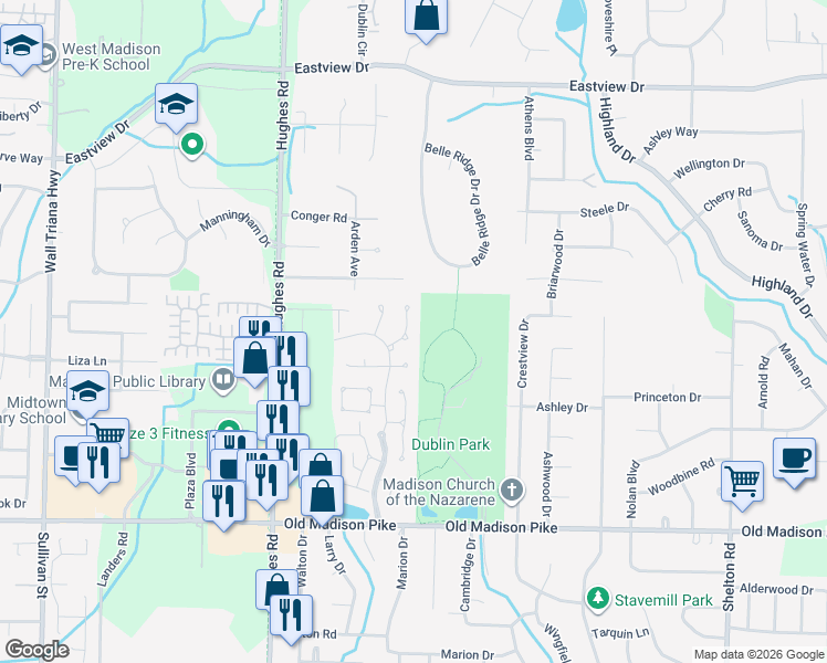 map of restaurants, bars, coffee shops, grocery stores, and more near 112 Sunset Ridge in Madison