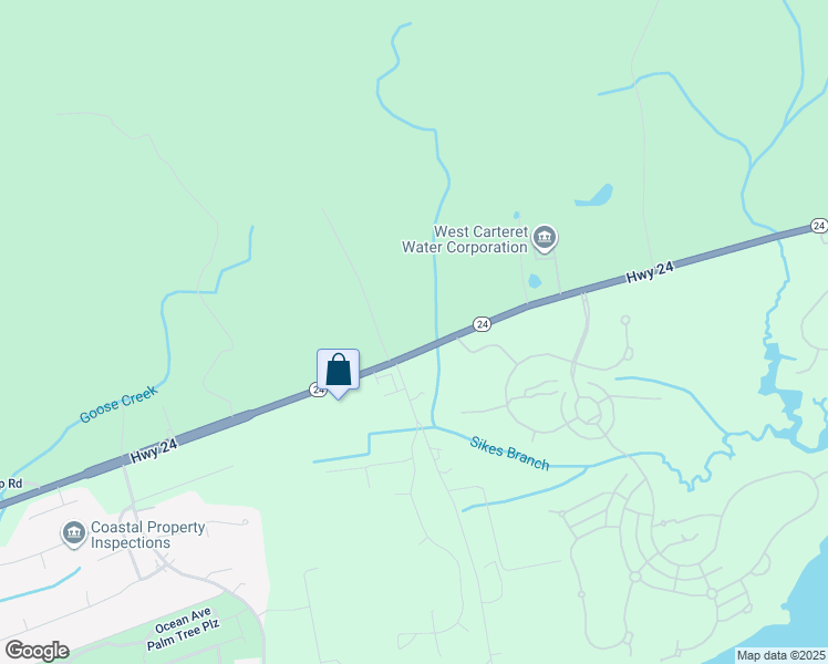map of restaurants, bars, coffee shops, grocery stores, and more near 4242 North Carolina 24 in Newport